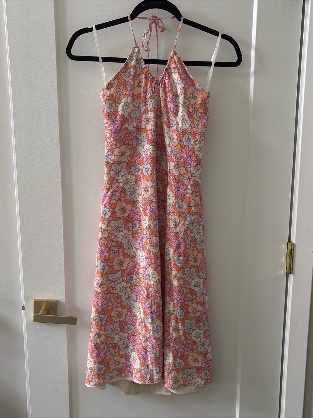 Aritzia Sunday Best Peach and Pink Floral Midi Dress